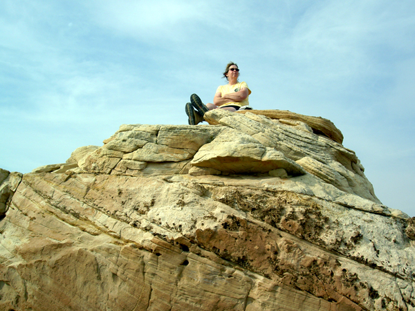 Susan Darger hiking to Navajo Knobs in Capitol Reef National Park