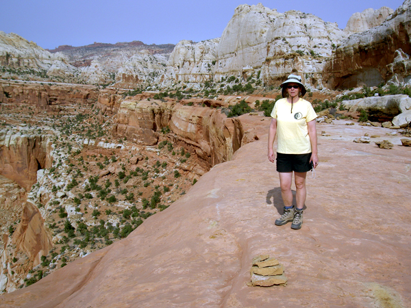 Susan Darger hiking to Navajo Knobs in Capitol Reef National Park