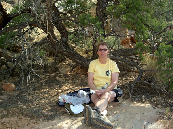 Susan Darger hiking to Navajo Knobs in Capitol Reef National Park